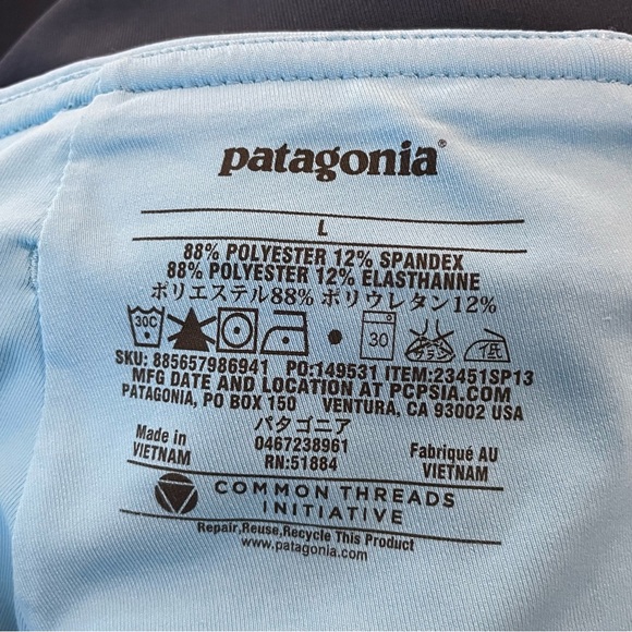 Patagonia Navy Light Blue Tennis Golf Skirt Skort Built In Shorts Size Large - Picture 7 of 7